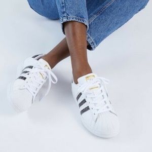 Croc Snakeskin Adidas Superstar Sneakers White